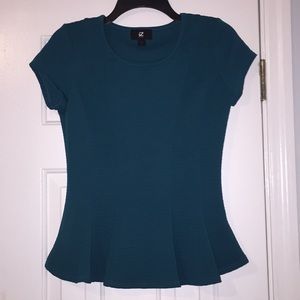 Dark teal flounce blouse | IZ Byer